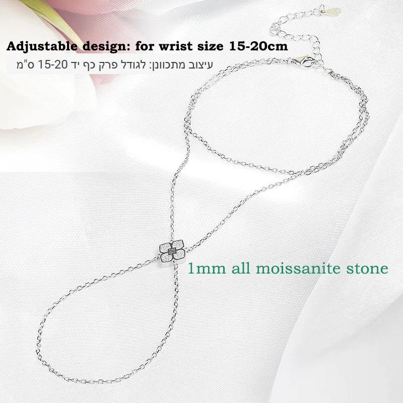 Certified All Moissanite Lab Diamond Bracelets for Women Adjustable 15-20cm Classic Luxury Chain Pure 925 Sterling Silver