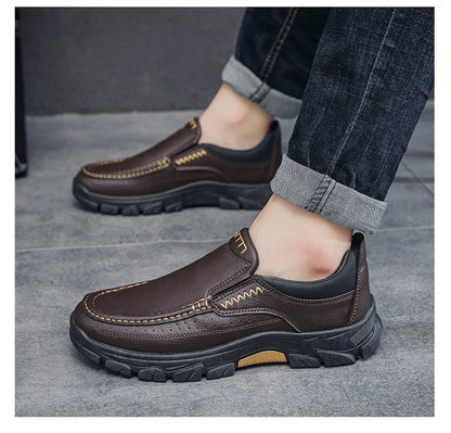New Spring  Autumn Men's Casual Shoes British Middle aged Dad Shoes Fashion Business Leather Shoes