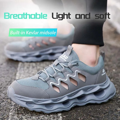 Men's Summer Breathable Safety Shoes Anti-smash Puncture-Proof Work Sneakers Fashion Footwear Comfortable Work Boots