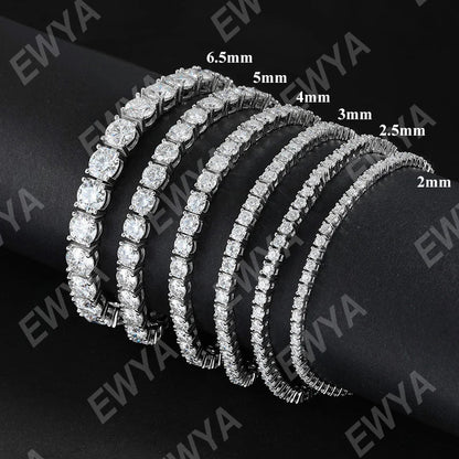 New In Real D Color Full 2mm 0.03CT Moissanite Tennis Bracelet For Women S925 Silver Plated 18K Diamond Link Bracelets Gift