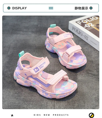 2025 Summer Boys Soft Sandals Fashion Children Shoes Autumn Light Cartoon Sandalias Flat Beach 4-12 Years Old Kids Shoes 12yrs