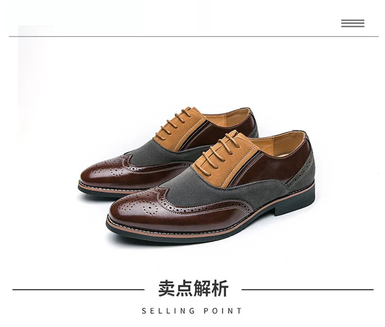 Retro Oxfords Shoes Men Classic Men's Dress Shoes Casual Business Social Brogues Shoes For Wedding