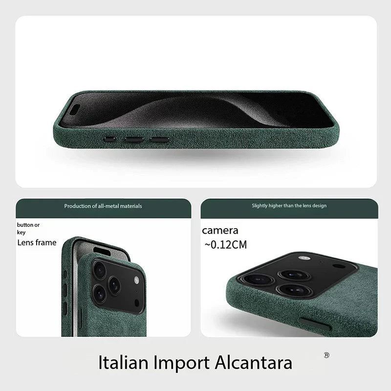 Real Italy Alcantara Magsafe Case for iPhone 17 Pro Max Air Premium Magnetic Cover Leather Cases for iPhone 16 17 Pro Max