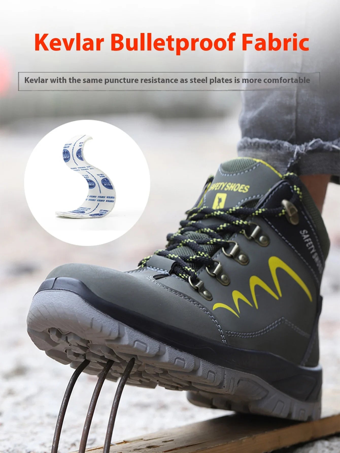 Waterproof Men's Safety Work Boots Steel Toe Shoes Anti Impact And Anti-Puncture Outdoor Adventure Hiking Industrial Boots