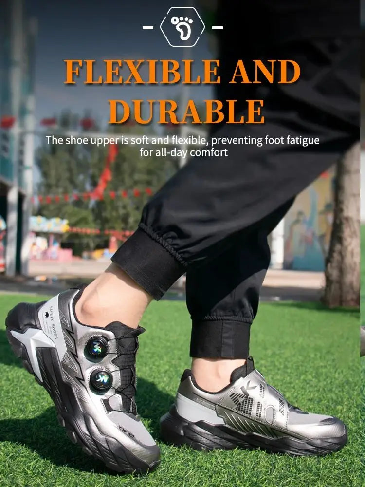 New Four-Season Safety Work Shoes, Steel Toe Anti-Smash & Anti-Penetration, Quick-Turn Buckle, Tech-Style Lightweight Wear-Resis