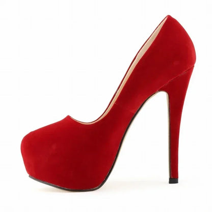 New Cross-dresser Men's Platform Pumps Unisex Queen 14cm Sexy Party Nightclub Court Flock Concealed Round Toe High Heels Shoes