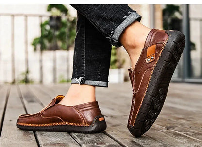 New Fashion Men Casual Shoes Handmade Leather Loafers Comfortable Men's Shoes Quality Split Leather Flat Driving Shoes Size 48
