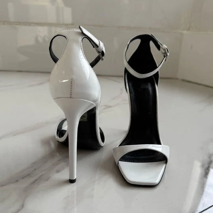 New Fashion Shallow Mouth Bag with One Piece Buckle Strap, Square Head, Open Toe, Fine High Heels Sandals for Women 34-46
