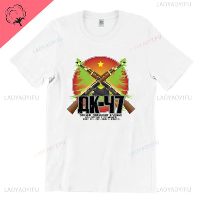 Vintage Classic Man Ak 47 TShirt Casual Fashion Military Fan Printed Cotton Shirt Summer O-neck Breathable Short-sleev Camisetas
