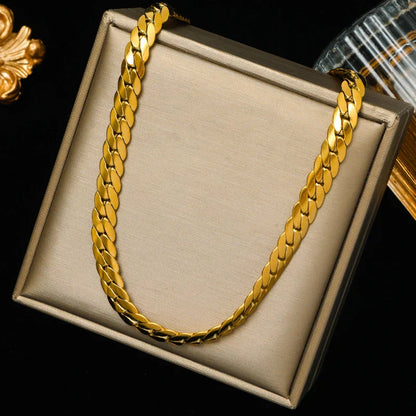 316L Stainless Steel Metal Chain Necklace For Women Fashion 18K Gold Plated Neck Chain Waterproof Jewelry Lady Gift
