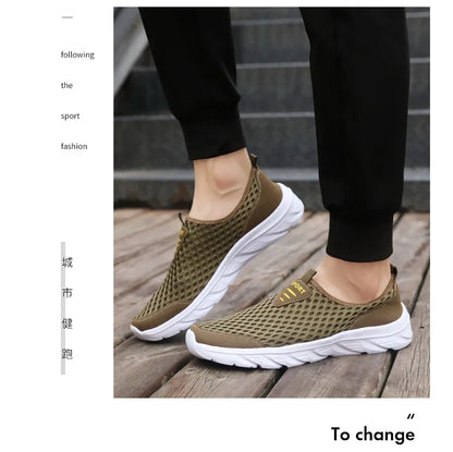 Lightweight Men Casual Shoes Breathable Slip on Male Casual Sneakers Anti-slip Men's Flats Outdoor Walking Shoes Size 39-46