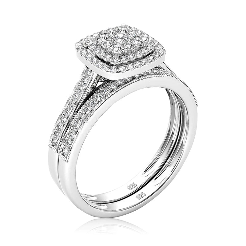 Ring Set For Woman Original 925 Silver Wedding Jewelry Luxury Engagement Ladies Anniversary Gift Trend
