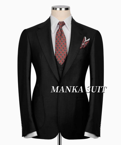 Notch Lapel Single Breasted Full Men's Suits  Smart Casual Business Office Wedding  3pcs Blazer Vest Pants Customized Men's Set