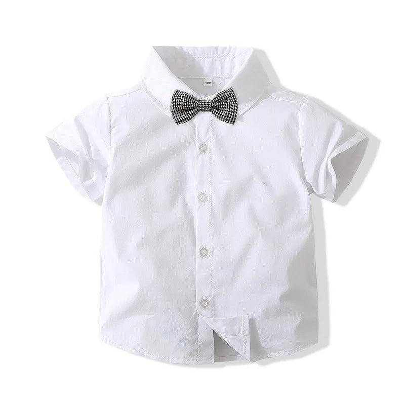 Kids Boys Formal Birthday Outfit Suit Toddler Gentleman Wedding White Shirt 1-7 Years Baby Pants Boys Ceremony Outfits