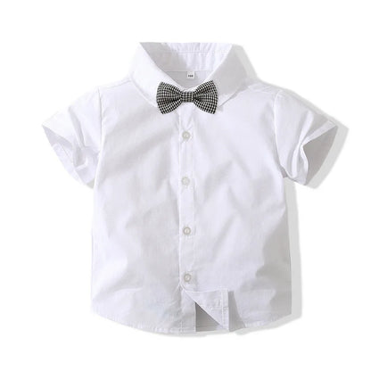Kids Boys Formal Birthday Outfit Suit Toddler Gentleman Wedding White Shirt 1-7 Years Baby Pants Boys Ceremony Outfits