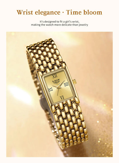 2025 New Gold Women's Watch Luxury Quartz Watch Stainless Steel Bracelet Retro Fashion 30M Waterproof Watch for Women reloj
