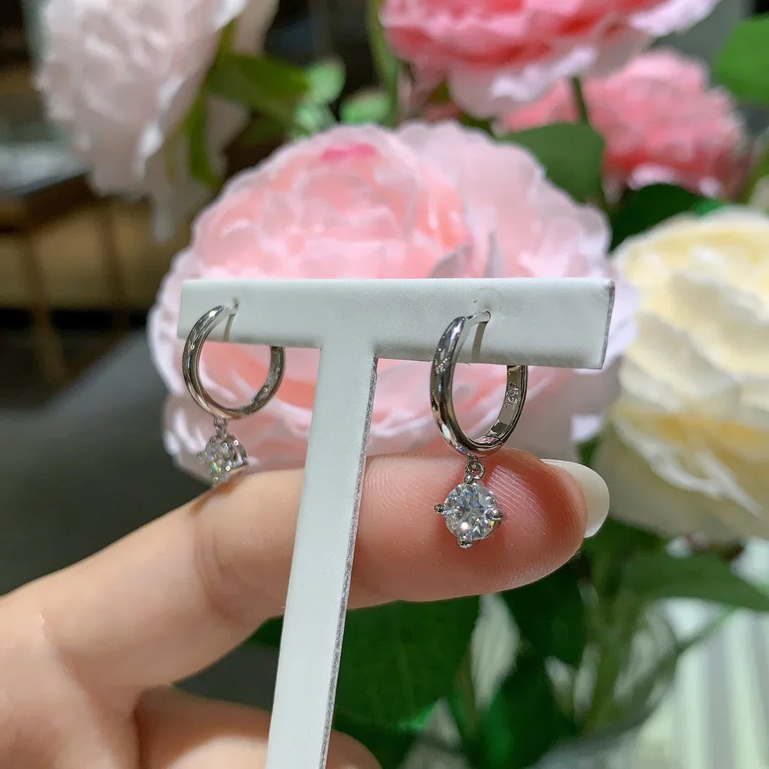 100% Real 0.5 Carat 5mm D Color Moissanite Diamond Drop Earrings Women’s S925 Silver Plated 18K Yellow Gold Tassel Earring