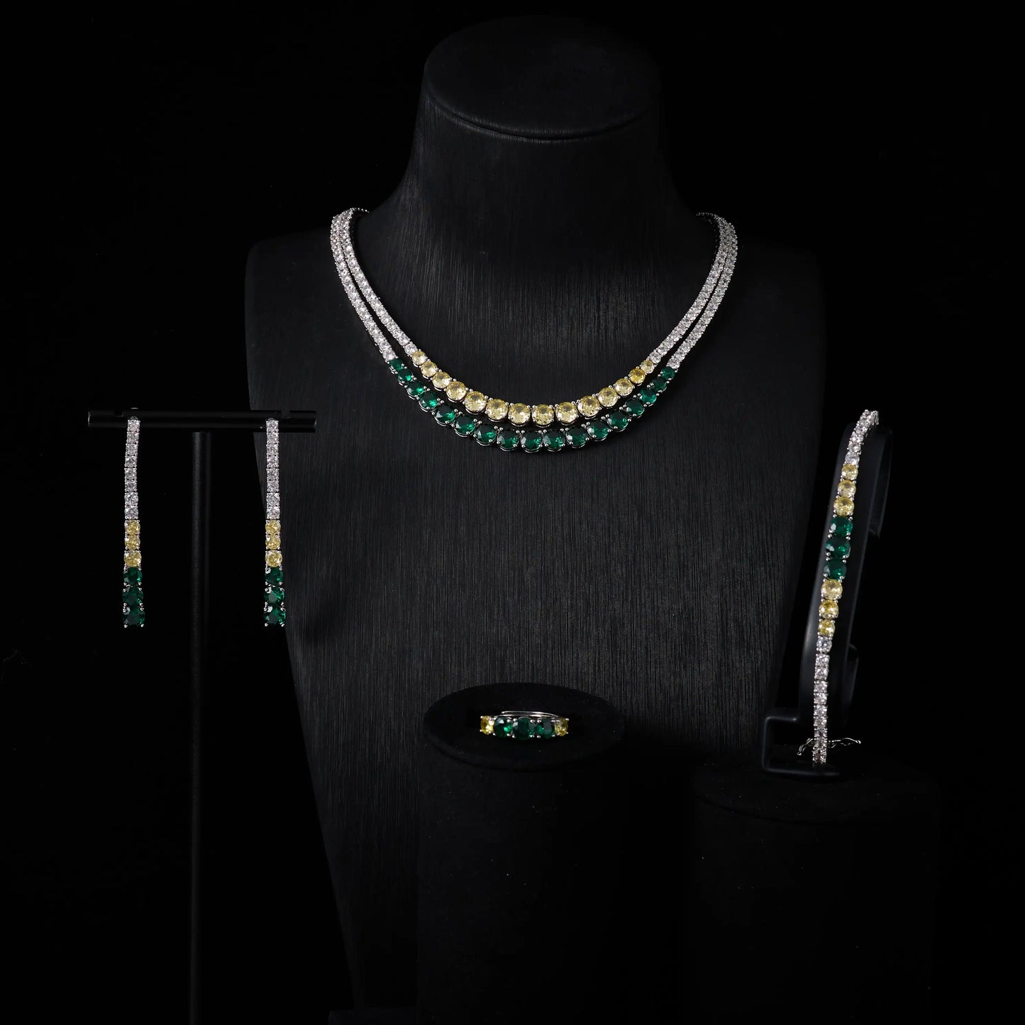 Trendy Jewelry Set for Women Layer Tennis chain Necklace Set Cubic Zircon Wedding Engagement Jewellery Accessories