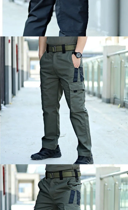 Summer Quick Dry Pants Men Tactical Cargo Trousers Outdoor Work Waterproof Cargo Trousers Multi-pocket Wear-Resistant Train Pant
