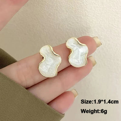 Pure White Women's Dangle Earrings Blooming Flower Acrylic Enamel Butterfly Imitation Pearl Heart Hanging Earrings Elegant brinc