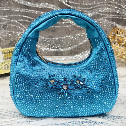 Newest Italian Pumps and Bag To Party INS Style Pointed-Toe Rhinestone Elegant High Heels Champagne Wedge for Women