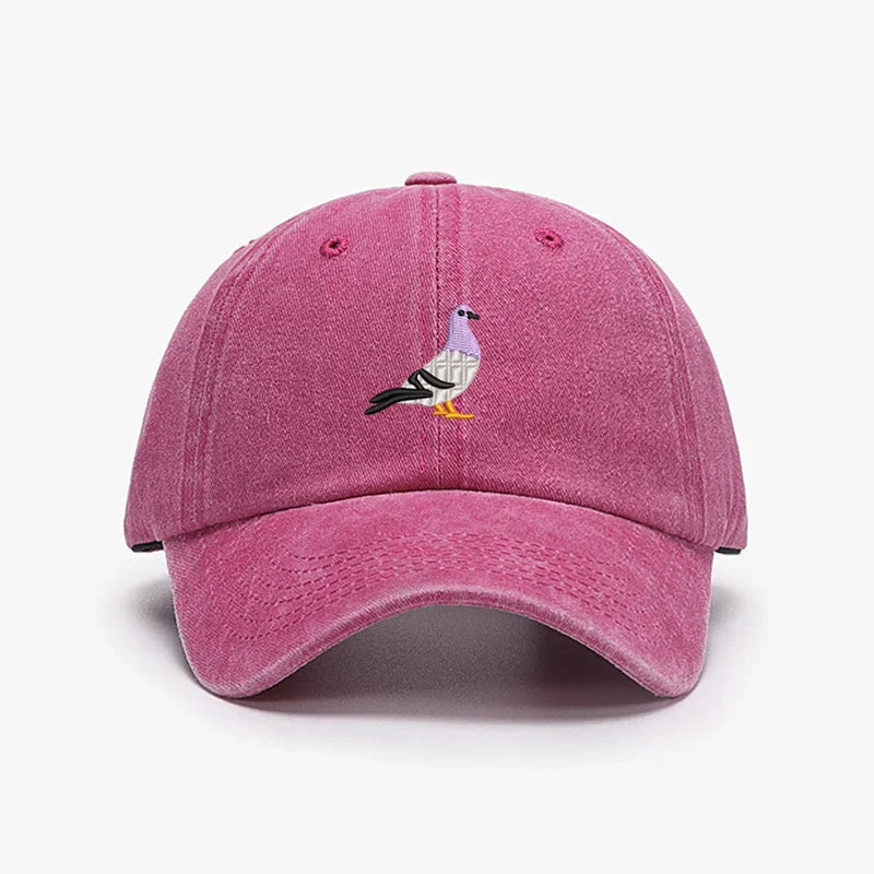 Embroidery Pigeon Design Spring vintage Baseball caps Men Women Water Washed Sunscreen Sun Hat Sports Fishing Sunshade Dad Hat