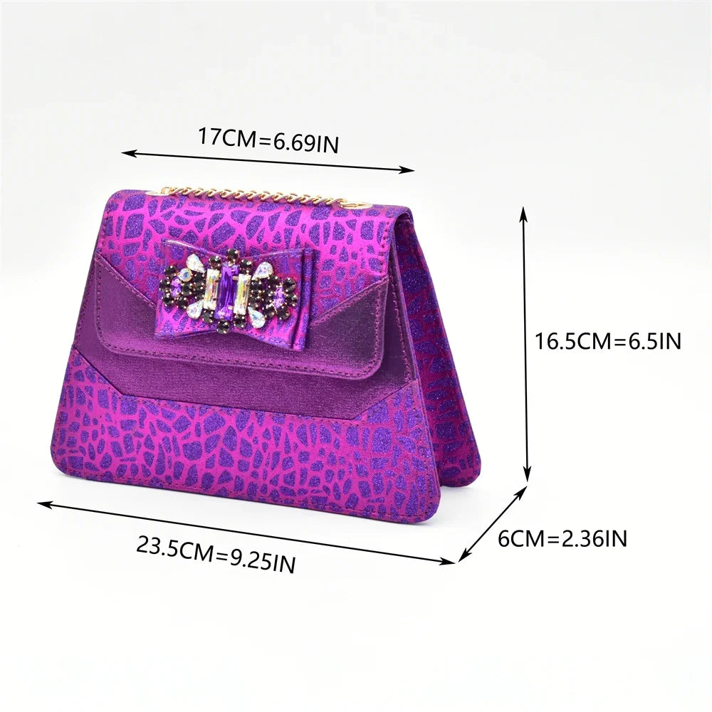 Purple Shoe and Bag Set for Party in Women Italian Shoe and Bag 2026 High Quality Elegant Heeled Shoes for Women African Pumps
