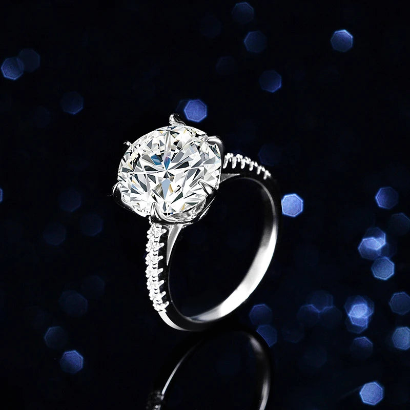5CT Sparkling D Color Moissanite Lab Diamond Wedding Rings For Women S925 Sterling Silver Luxury Jewelry Engagement Ring