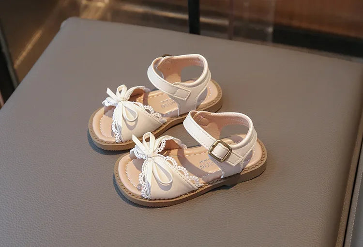 Girls Cute Lace Bow Princess Sandals New Little Kids Soft-soled Beach Summer Shoes Size 22-31