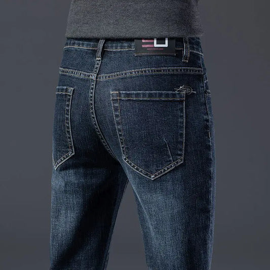 Autumn Winter High Quality Elastic Mens Jeans Cargo Slim Fit Denim Pencil Trousers Midweight Long PantsHighHigh  Jeans Man
