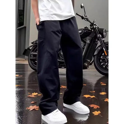 Off-white Ice Silk Quick-drying Work Pants for Men's Summer Thin Straight-leg Scimitar Pants American Cleanfit Casual Pants Man