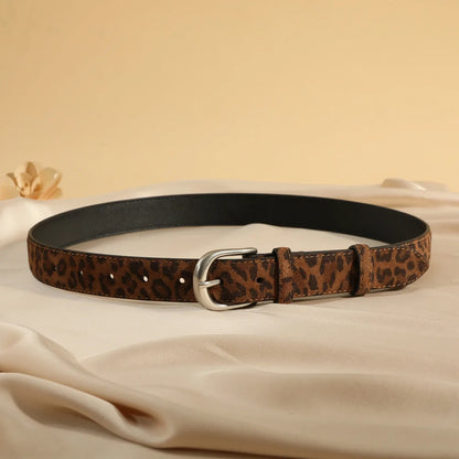 Fashion Suede Cowhide Women‘s Belts Genuine Leather 2.8cm Wide Belt Metal Buckle Women Belt Matched Dress Jeans Skinny Girdle