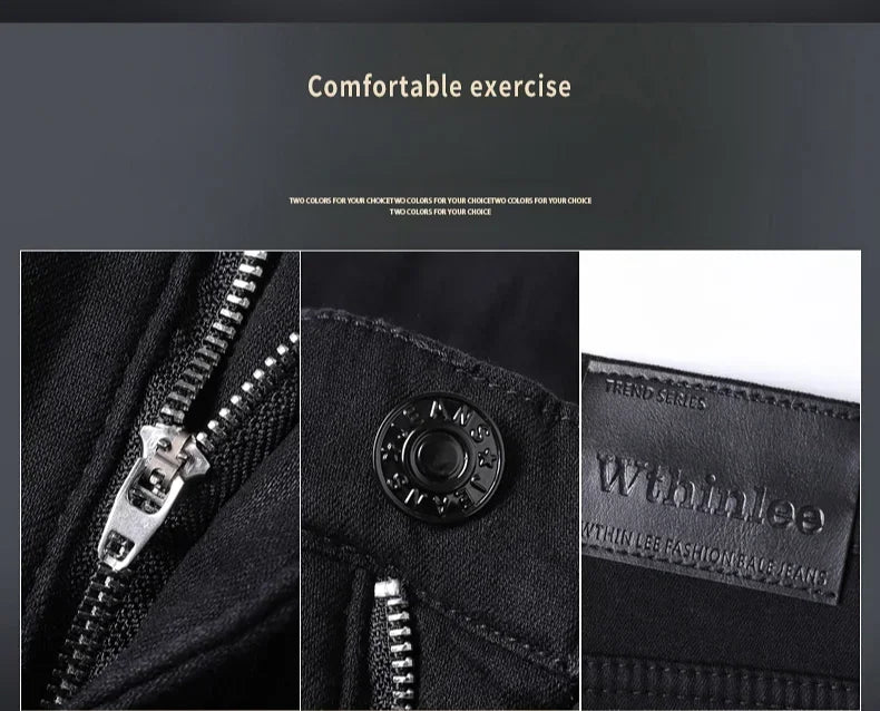 Winter Men Black Straight Stretch Denim Thick Velvet Pants Warm Jeans Casual Fleece Line Trousers Male Plus Size