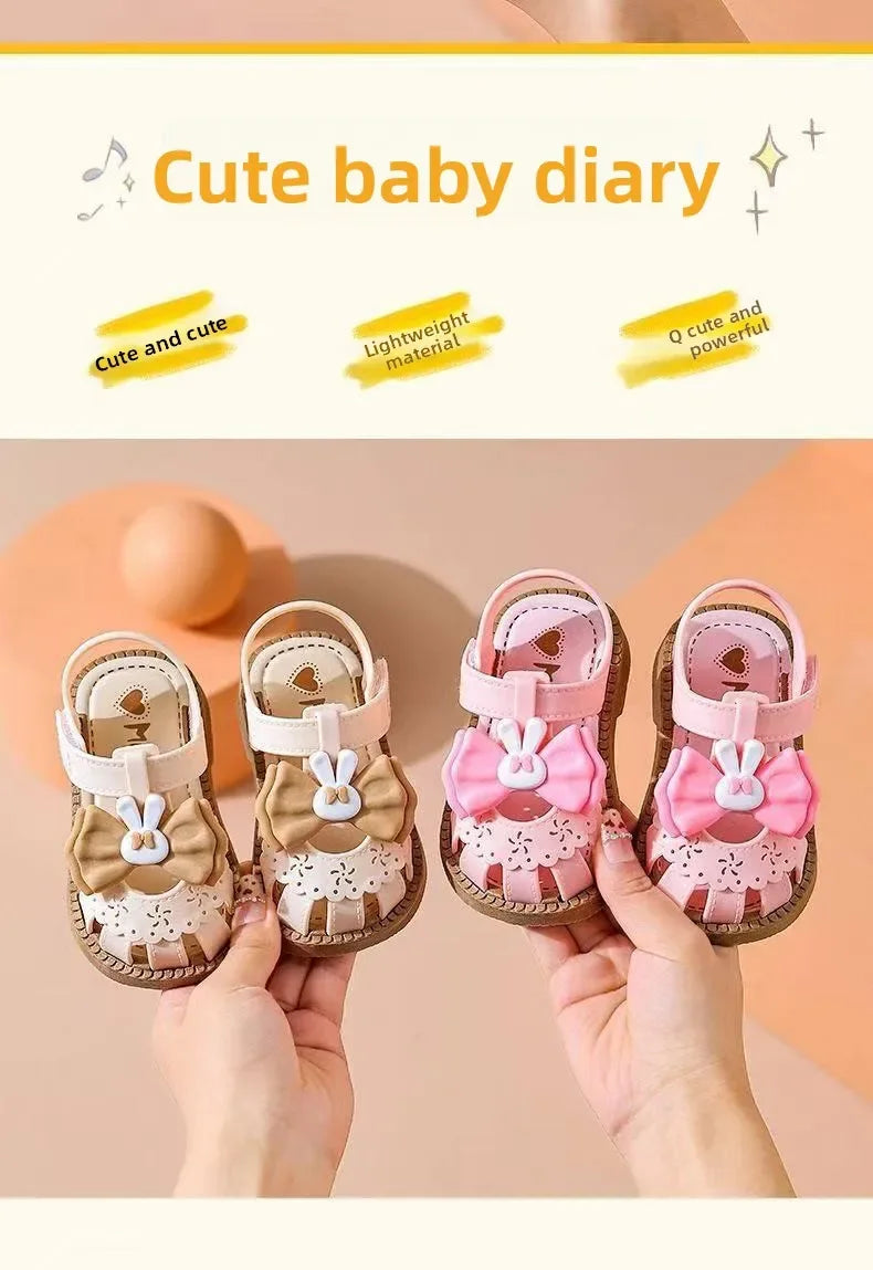 2026 Solid Bow Children's Summer Shoes Cute PVC Beach Non Slip Sandals For Baby Girls Footwear Soft Infant Kids Fashion Sandals