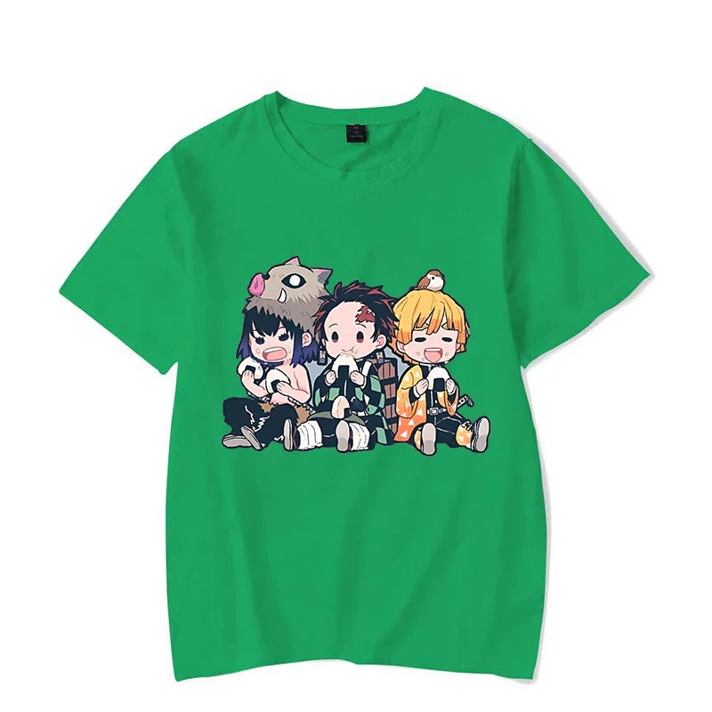 Funny Anime Hashibira Inosuke Kamado Tanjirou Agatsuma Zenitsu Cartoon Print T-shirt Summer Cool T Shirt Women Men Short Sleeve