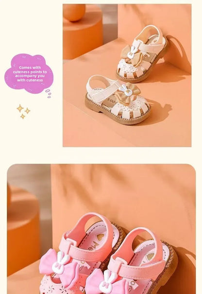 2026 Solid Bow Children's Summer Shoes Cute PVC Beach Non Slip Sandals For Baby Girls Footwear Soft Infant Kids Fashion Sandals
