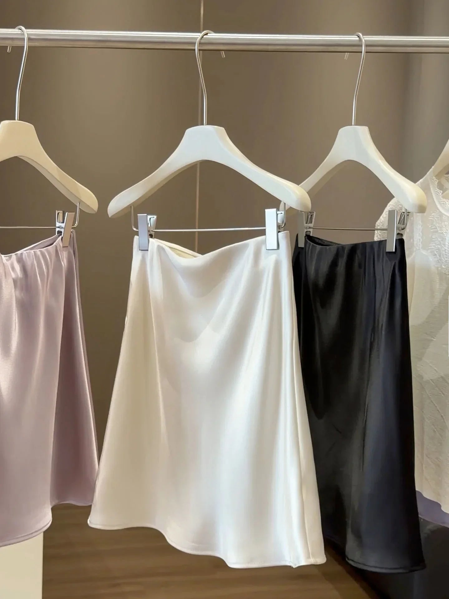 High-waisted Satin Skirts Women Summer 2026 French  Slim Simple A-line Skirt Female Elegant Korean Style Mini Skirt for Women