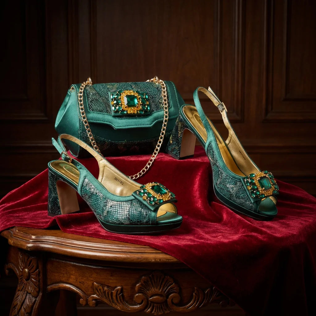 Italian Luxury Rhinestone Taro Royal Blue Open Toe High Heel Shoe And Bag Set for Women - Perfect for Parties Wedding