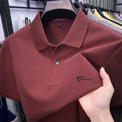 cotton100% hot sale men's new short sleeve polo shirt summer lapel letter printing ventilate t-shirt business classic mans wear