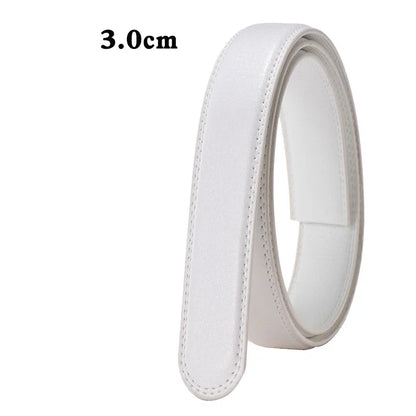 Men Women 2.4 2.8 3.0 3.5 cm Wide Belt No Buckle for Automatic Buckle High Quality PU Leather Belts Body Straps without Buckle