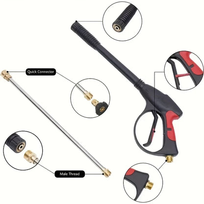 Portable High Pressure Car Wash Gun with Adjustable Extended Rod Household Water Pipe Matching Car Cleaning Tool for Home Outdoo