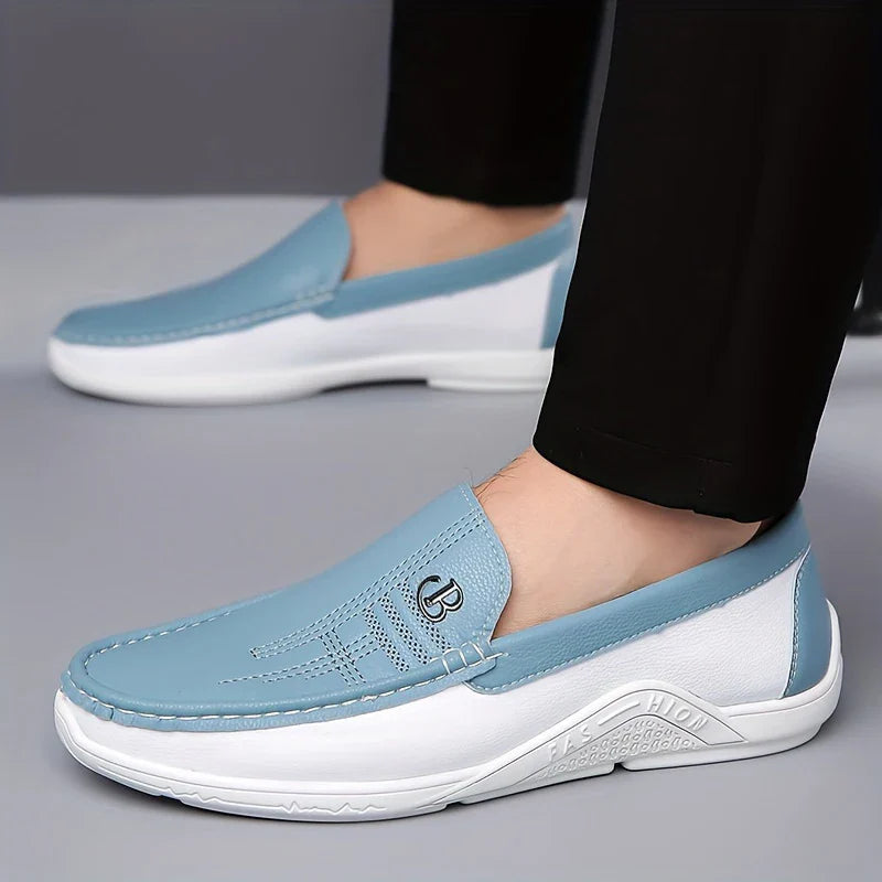 Men's Fashionable Comfortable Soft Casual Loafers Slip-On Shoes Trendy Anti-Slip Leather Footwear for Casual Wear-6601