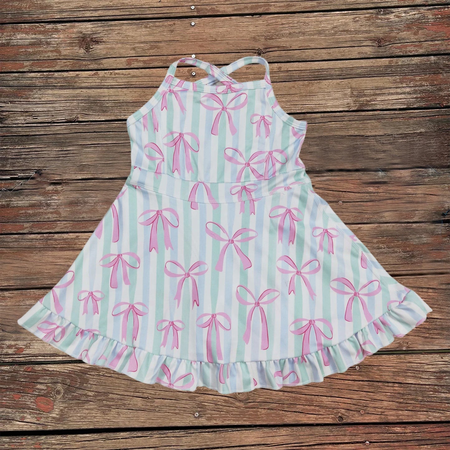Summer Baby Girl Bows Skorts Toddler Infant Knee Length Dress Kids Children Sleeveless Yoga One Piece Strap Clothes