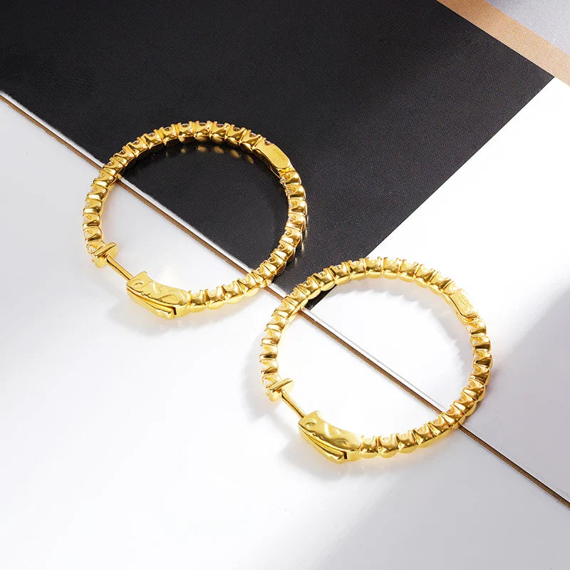 Luxury Designer D Color Full 2mm Moissanite Hoop Earrings For Women Party S925 Silver Plated 18K Gold Diamond Earring Gift