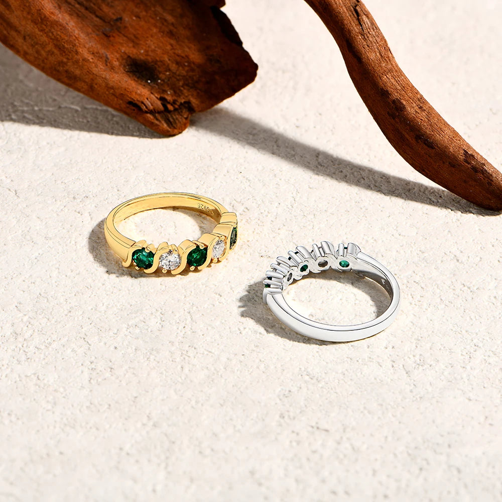 Light Luxury Lab Emerald Moissanite Rings Fashion Women Rings 925 Sterling Silver Ring Party Hot Statement Jewelry Gift