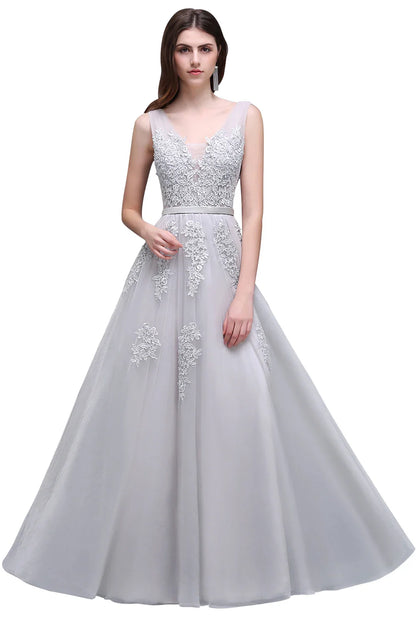 Vestido De Festa Elegante De Tule Com Apliques E Miçangas Vestido De Madrinha Com Decote V Presente De Aniversário Vestidos De Fiesta Em Estoque