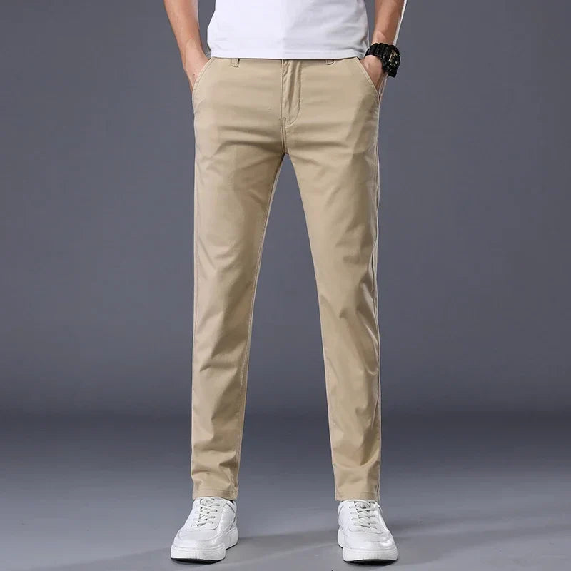 7 Colors Summer Thin Men's Casual Pants Stretch Cotton Slim Fashion Business Trousers High Quality Male Clothes