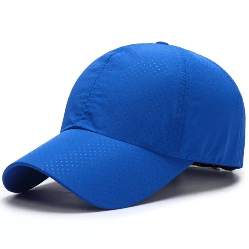 Summer Outdoor Black Sports Dry Fit Baseball Caps Breathable Mesh Hiking Hunting Cap Solid Color Adjustable Fitted Cap