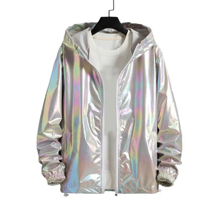 Sunscreen Jacket Spring Autumn Colorful Bright Face Sunscreen Clothes Thin Trendy Hooded Windbreaker Coat Jacket Street Clothing