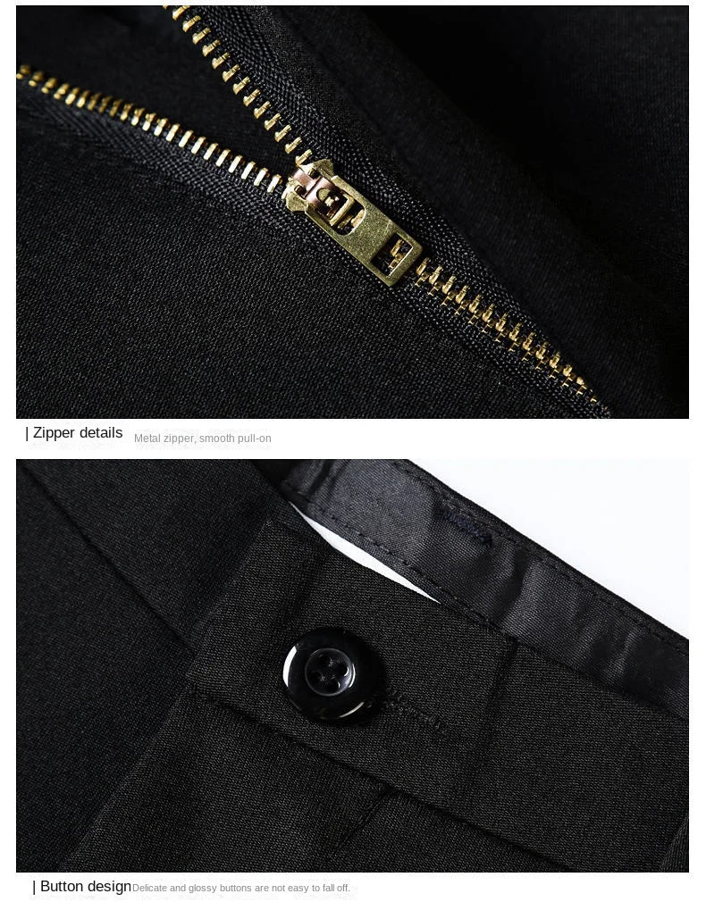 Fashion Men's Dress Pants Black Straight Business Casual Trousers Stretch Non-Ironing Slim Fit Formal Wear Suit Pants for Man